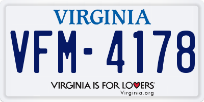 VA license plate VFM4178