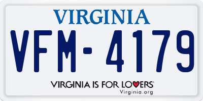 VA license plate VFM4179