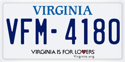 VA license plate VFM4180