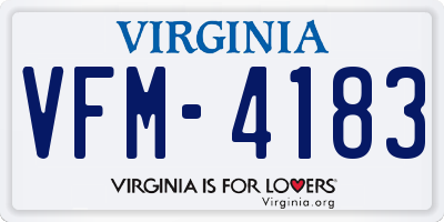 VA license plate VFM4183