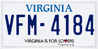 VA license plate VFM4184
