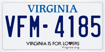 VA license plate VFM4185