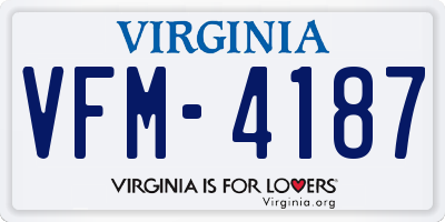 VA license plate VFM4187