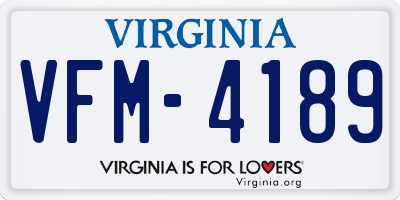 VA license plate VFM4189