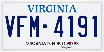 VA license plate VFM4191