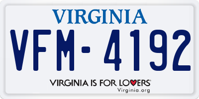 VA license plate VFM4192