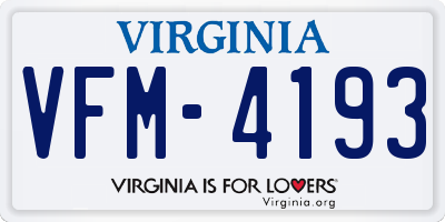 VA license plate VFM4193