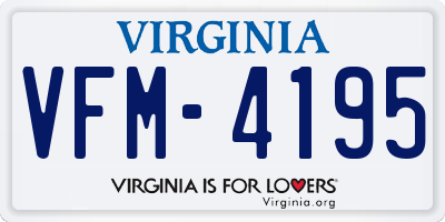 VA license plate VFM4195