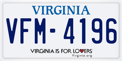 VA license plate VFM4196