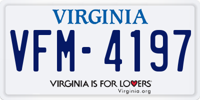 VA license plate VFM4197