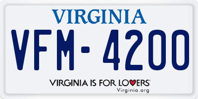 VA license plate VFM4200