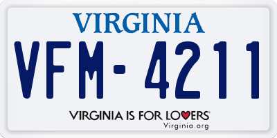 VA license plate VFM4211