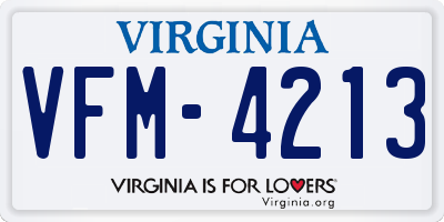 VA license plate VFM4213