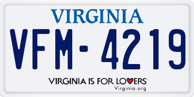 VA license plate VFM4219