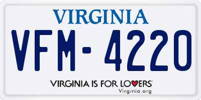 VA license plate VFM4220