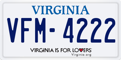 VA license plate VFM4222
