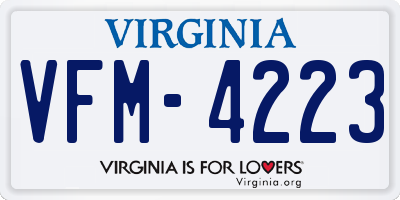 VA license plate VFM4223