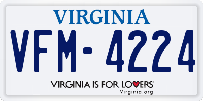 VA license plate VFM4224