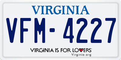 VA license plate VFM4227
