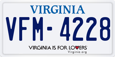 VA license plate VFM4228