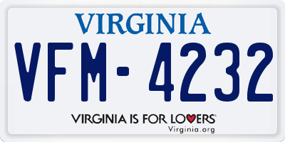 VA license plate VFM4232