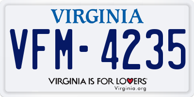 VA license plate VFM4235