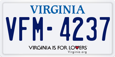 VA license plate VFM4237