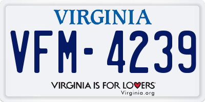 VA license plate VFM4239