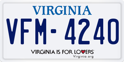 VA license plate VFM4240