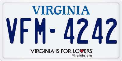 VA license plate VFM4242