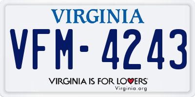VA license plate VFM4243