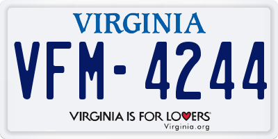 VA license plate VFM4244