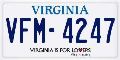 VA license plate VFM4247