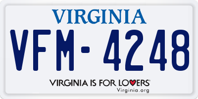 VA license plate VFM4248