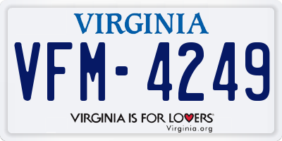 VA license plate VFM4249