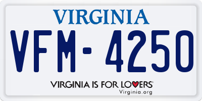 VA license plate VFM4250