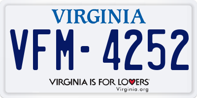 VA license plate VFM4252
