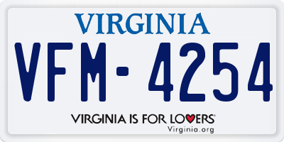 VA license plate VFM4254