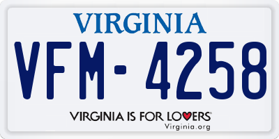 VA license plate VFM4258