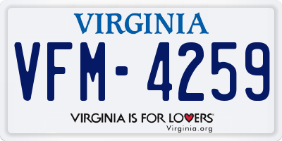 VA license plate VFM4259