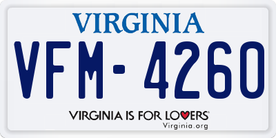 VA license plate VFM4260