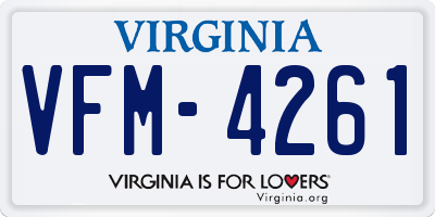 VA license plate VFM4261