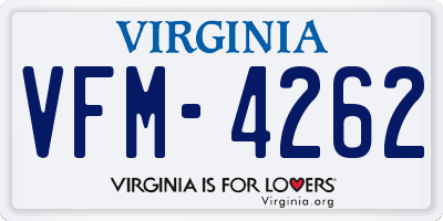 VA license plate VFM4262