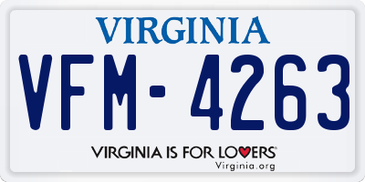 VA license plate VFM4263