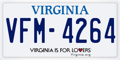 VA license plate VFM4264