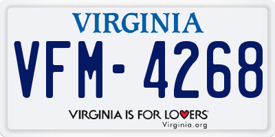 VA license plate VFM4268