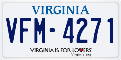 VA license plate VFM4271