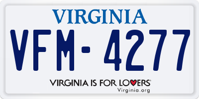 VA license plate VFM4277