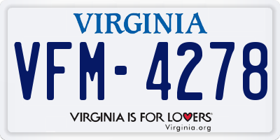 VA license plate VFM4278