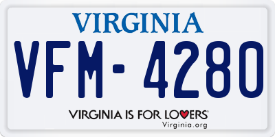 VA license plate VFM4280